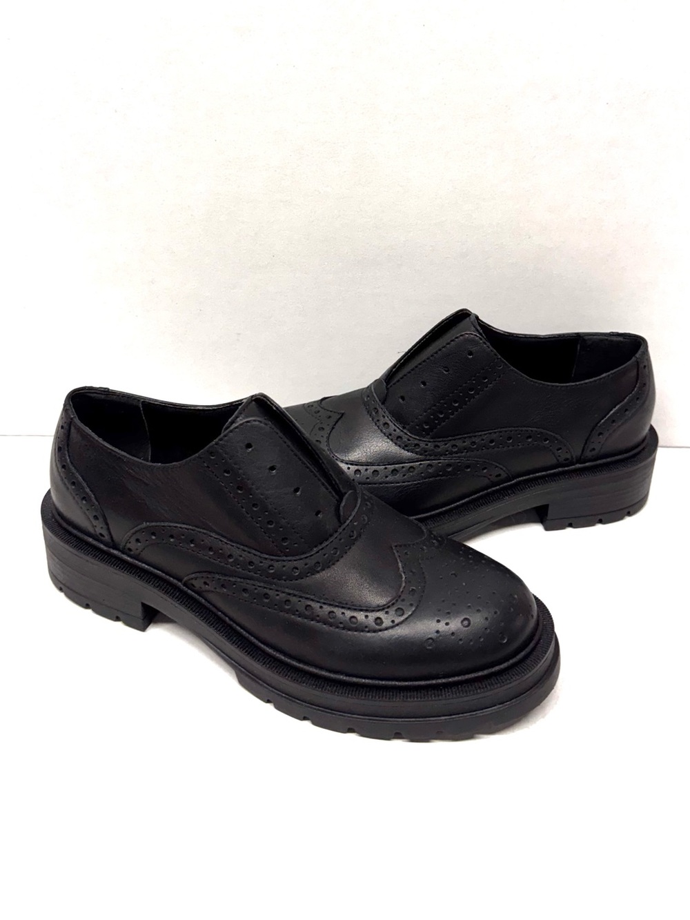 MIZ MOOZ LEATHER LACELESS OXFORD SHOES BLACK 37EU / 7US NEW # B 91